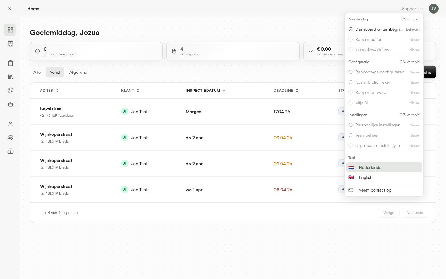 Support dropdown